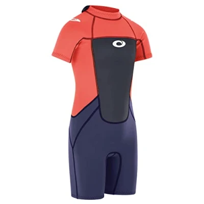 Image of Osprey Origin 3mm Wetsuit, Kids Shortie Summer Boys and Girls Short Sleeve Wetsuit Neoprene, Pink, LX Tall (WS1303)