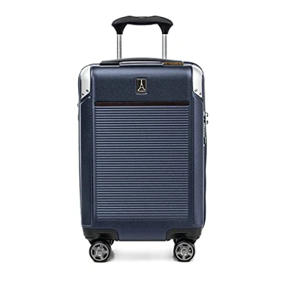 Image of Travelpro Platinum Elite Hardside Expandable Suitcase, 8 Wheel Spinner, TSA Lock, Hard Shell Polycarbonate True Navy Blue, Compact Carry on 56x36x23 cm