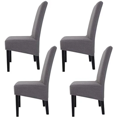 Image of Hengweiuk Chair Covers, Stretch Dining Covers Removable High Back Protective WashableCover Slipcover for Room Kitchen Wedding Banquet Party Decoration (Silver Gray, 4 PCS/Packet)