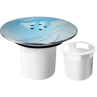 Image of WUBAYI Shower Trap Cover Replacement,Shower Drain Cover, 90mm / 115mm Plughole Chrome Tray Fast Flow(White)