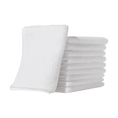 Image of Furniture Clinic Pack of 10 Microfibre Cloths Lint Free White Cleaning Reusable and Washable