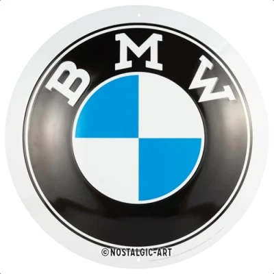 Image of Nostalgic Art Retro tin sign, Ø 35 cm, BMW Logo Gift idea for fans, Official License Product (OLP), made of metal, vintage design