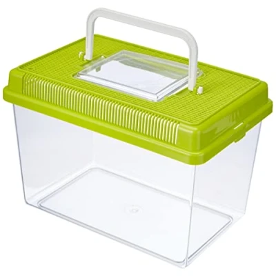 Image of Ferplast Plastic Fish Aquarium GEO Medium Tank 2,5 L Small Animal Container Terrarium Insects Turtles, Plastic, Ventilation Grills, Handle for Easy Transport, 23,2 x 15,3 h 16,6 cm Green