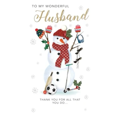 Image of Embellished My Wonderful Husband Champagne Hand Finished Christmas Greeting Card XCDC461