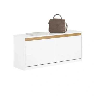 Image of SoBuy Hallway Shoe Bench Cabinet Rack with 2 Flip drawers White W104 x D30 H47cm FSR171 W