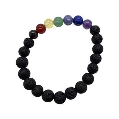 Image of VIE Crystal Bracelet, 8mm, Lava Stone and 7 Chakra