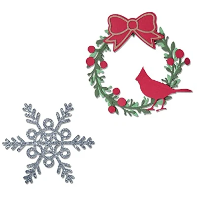 Image of Sizzix Thinlits Die Set 9PK Wreath &amp; Snowflake by Eileen Hull, 665326, Multicolor, One Size