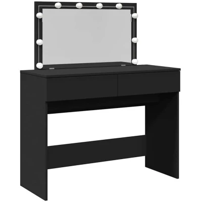 Image of vidaXL Dressing Table with LED Black 100x40x120 cm
