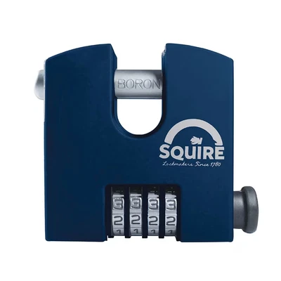 Image of Squire Heavy Duty Padlock (SHCB65) Toughest Rotating Shackle 4 Wheel Combination Block Alloy Steel for Corrosion Resistance Weatherproof Lock Home &amp; Shed (Blue, 65 mm)