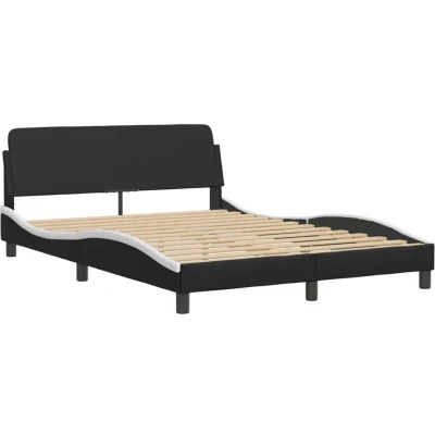 Image of vidaXL Bed Frame &quot;Dover&quot; Black and White 135x190 cm Double Faux Leather
