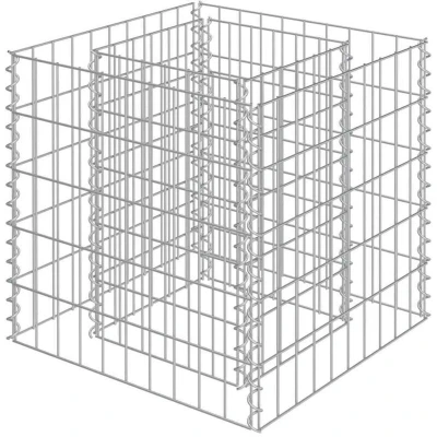 Image of vidaXL Gabion Raised Bed 50x50x50cm Silver Galvanised Steel Robiust Structure Sturdy Flower/Plant Border for Patio or Garden