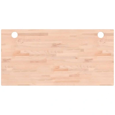 Image of vidaXL Solid Beech Wood Desk Top Floating Shelf Natural Grain, Easy to Clean, Cable Organiser, Versatile Application for Offices &amp; Dining Tables