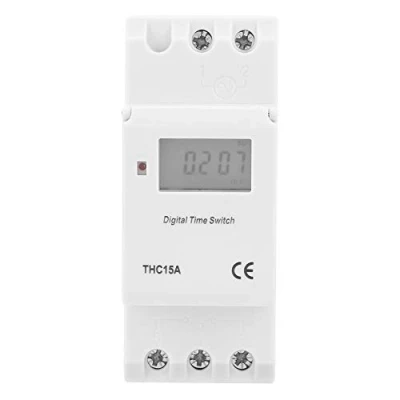 Image of THC15A Timer Switch, 220 240VAC 16A Digital LCD Power Weekly Programmable Relay Switch DIN Rail