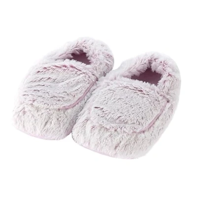 Image of Warmies Microwavable Slippers, Heatable Ladies Slippers with French Dried Lavender, Soothing Warmth and Comfort, One Size Marshmallow Pink