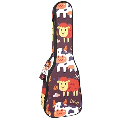 Image of Tenor Ukulele Gig Bag Waterproof Case Padded Backpack, Great for Soprano Concert (21/23/24 in) Colorful Animals