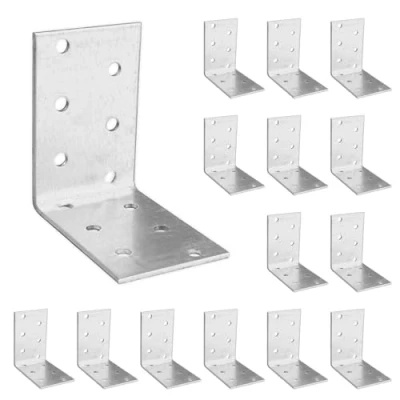 Image of OMIdeas 15 x Angle Brackets (60 60 40 2) Corner Metal Braces Wood Timber Galvanised Steel Sheet Connecting Joining Fixing L Repair Connector