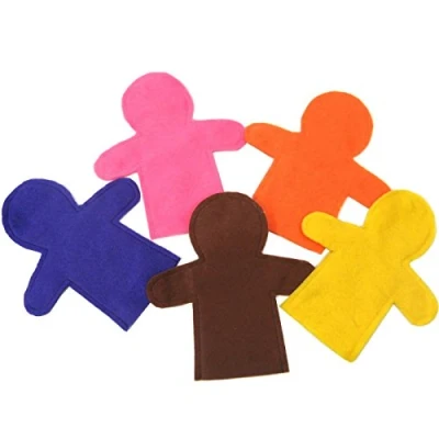 Image of Coloured Felt Make Your Own Hand Puppets Set Kids DIY Ready to Decorate Pack of 10 by BCreative ®