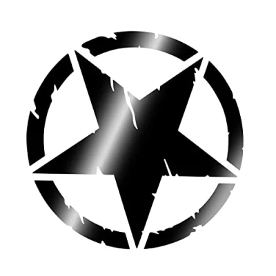 Image of 4R Quattroerre.it 17091 Stickers Army Star for Jeep Renegade, Diameter 20 cm, Glossy Black, 2 Pcs