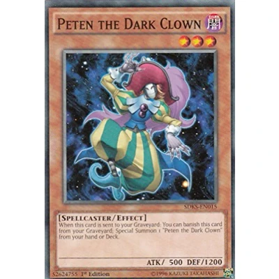 Image of YuGiOh SDKS EN015 1st Ed Peten the Dark Clown common card