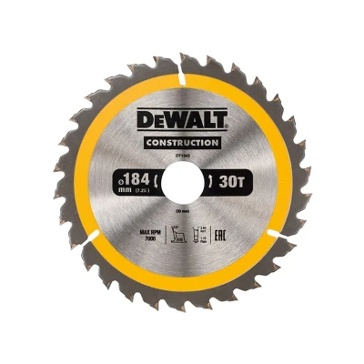 Image of DEWALT DT1942 QZ Construction Circ Saw Blade, Yellow, 184 x 30 mm