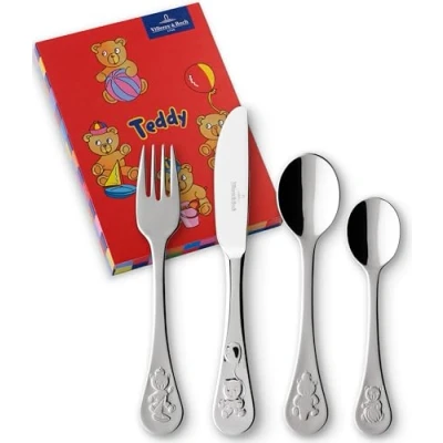 Image of Villeroy &amp; Boch 12 6319 2091 Teddy Children 4 Pieces Cutlery Set, Stainless Steel