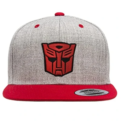 Image of Transformers Officially Licensed Autobots 3D Patch Premium Snapback Cap (Heather Grey Red), One Size