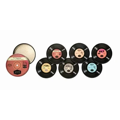 Image of Elite Tins Vintage Audio set of 6 coasters in a tin record design