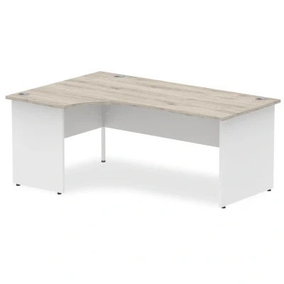 Image of Impulse 1800mm Left Crescent Desk Grey Oak Top White Panel End Leg