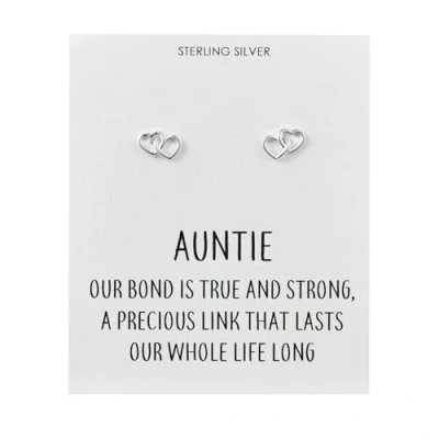 Image of Philip Jones Sterling Silver Auntie Quote Heart Link Earrings