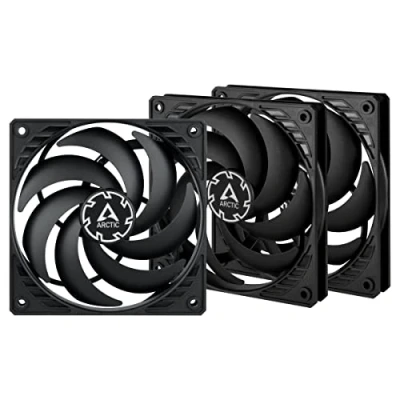 Image of ARCTIC P12 Slim PWM PST (3 Pack) PC Fan, 120mm Case Fan with Sharing Technology (PST), Pressure optimised, Quiet motor, Computer, Extra slim, 300 2100 rpm Black