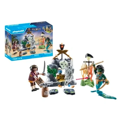 Image of Playmobil 71420 Pirates: pirate vs. Deeper Treasure Hunt, fantasy world, fun imaginative role play, playsets suitable for children ages 4+