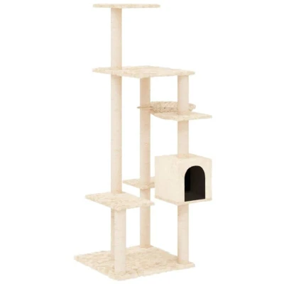 Image of vidaXL Cat Tree with Sisal Scratching Posts Cream 142 cm