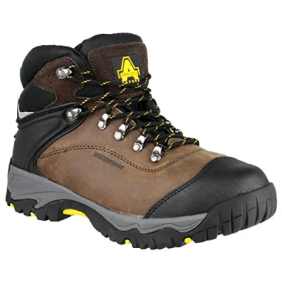 Image of Amblers Safety Brown Lace Up Slip Restistant Rubber Outsole Padded Collar Boots 12