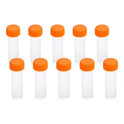 Image of Walfront 10pcs Plastic Test Tubes 5ML with Lid, Graduated Marks and Screw Cover for Laboratory