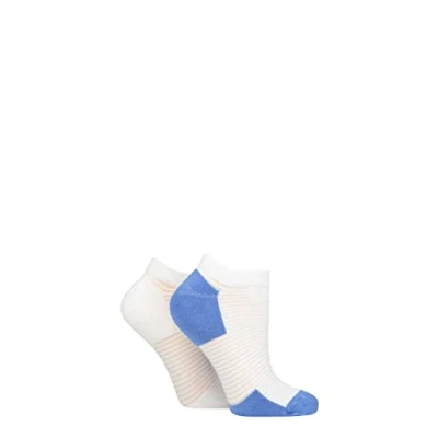 Image of Elle Ladies Bamboo Sheer Stripe Cushioned Heel and Toe No Show Socks Pack of 2 Blue 4 8