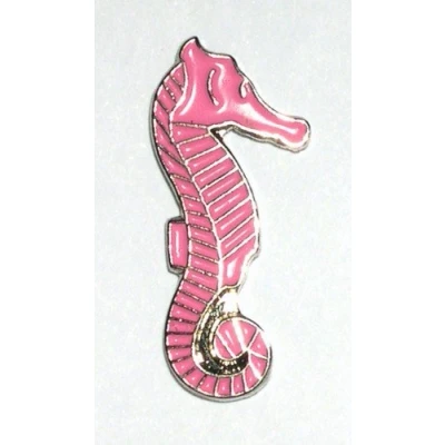 Image of Metal Enamel Pin Badge Brooch Seahorse (Pink) Sea Horse