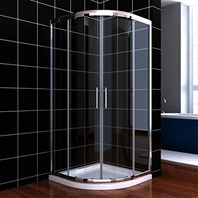 Image of ELEGANT 900 x mm Quadrant Shower Cubicle Enclosure 6mm Glass Sliding Door with Tray + Waste