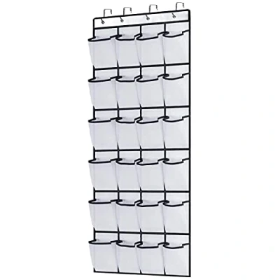 Image of AMOS 24 Pair Mesh Pockets Over the Door Shoe Organiser Hanging Rack Space Saving Holder