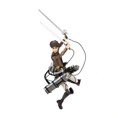 Image of Total Anime Attack on Titan Eren Jaeger 6.5 Inch Figure with Swappable Faceplates, Alternate Hands, and Weapon