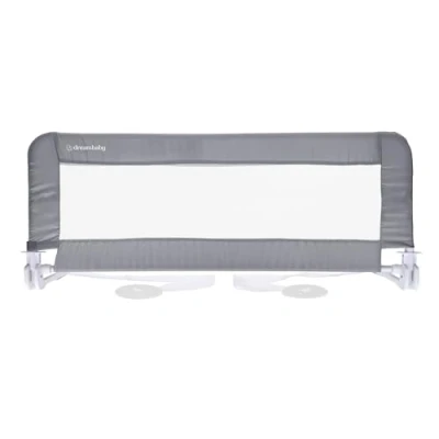 Image of Dreambaby Prague Toddler Bed Rails Guard Foldable &amp; Portable Safety Barrier for Toddlers Fits Single to King Size Mattresses with Flat Bases 110cm Wide x 45.5cm Tall Grey