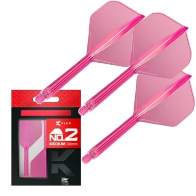 Image of TARGET Darts K Flex Integrated Dart Flight And Shaft, No.2 Pink (Medium) Pack Of 3 No 2, Kflex Precision Moulded 2 In 1 Flights Stem Professional Accessories