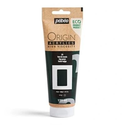 Image of PEBEO Origin Acrylics 120 ml Eco designed Acrylic Paint High Viscosity Matt Finish 100% Recycled Binder 96% European Raw Materials Bladder Green
