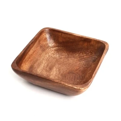 Image of Premier Housewares Small Dark Brown Wooden Fruit Bowl Salad Serving Large Bamboo &amp; Servers 5 cm x 15