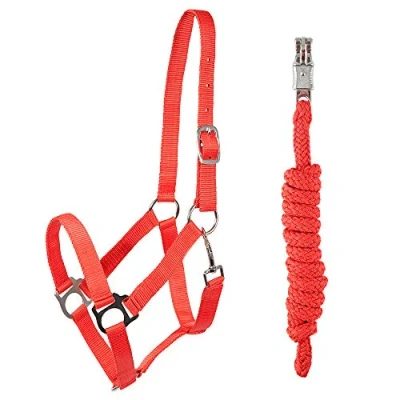 Image of PFIFF 102931 Halter and Rope Set, Plastic Lead Rope, Red Pony