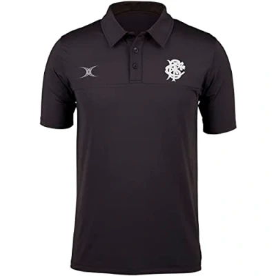 Image of Gilbert Mens Barbarians 2019 Pro Rugby Polo T Shirt Top Black