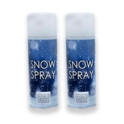 Image of 2 Cans Artificial Snow Spray 85ml Realistic Winter Effect For Decorating Windows, Nativity Scenes Ideal Christmas Trees, Glasses, or Wreaths