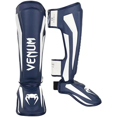 Image of Venum, Elite Standup Shin Guards, Men&#039;s, XL, White/Navy Blue