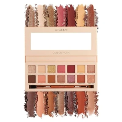 Image of Sigma Beauty Cor De Rosa Eyeshadow Palette 14 Warm Shades in Matte, Shimmer and metallic Finishes Highly Pigmented Vegan Eye Makeup Clean Products