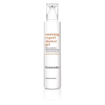 Image of This Works Morning Expert Shower Gel, 250 ml Invigorating Body Wash with Lavender, Peppermint and Rosemary Essential Oils Mood Boosting Sulphate Free Gel for Men Women