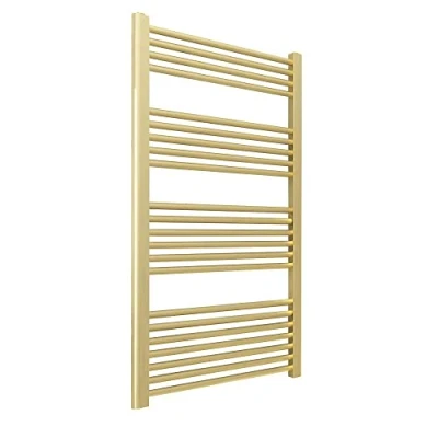 Image of NWT Direct 600mm (w) X 1200mm (h) Straight Brushed Brass Heated Towel Rail Bathroom Ladder Radiator